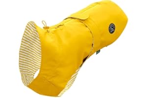 HUNTER Milford Chubasquero para Perro, Amarillo, Resistente al Agua y Viento, cinturón Abdominal Ajustable con Velcro, presillas elásticas para Ajuste Seguro, óptimo para arnés, Talla: 55 cm