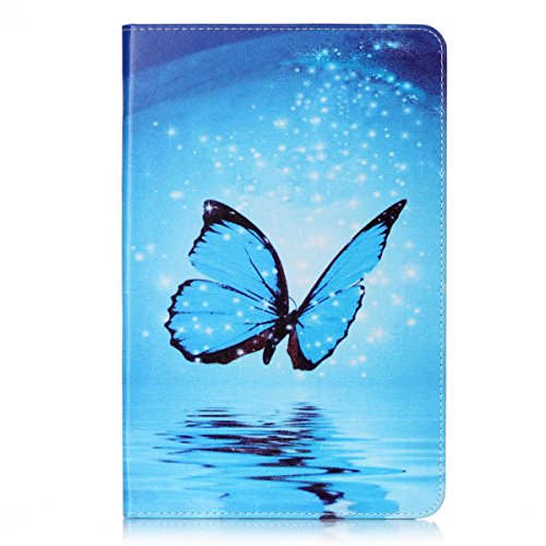 Etsue Kunstleder Schutzhülle für Samsung Galaxy Tab A 10.1 Zoll/P580 Leder Tasche Bookstyle Hülle Flip Case Wallet Cover, Bunte Retro Muster Schutz Hülle Etui Schale Weich TPU Innere mit Magnetverschluss Standfunktion Kartenfächer für Samsung Galaxy Tab A 10.1 Zoll/P580 + 1x Glitzer Staub Stecker + 1x Blau Eingabestift-Butterfly - 2