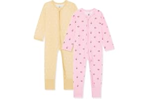 Bramble & Bear 2er-Pack Kleinkind- und Baby-Schlafanzüge für Jungen und Mädchen – Bio-Baumwolle Baby-Nachtwäsche – Mit durchgehendem Reißverschluss