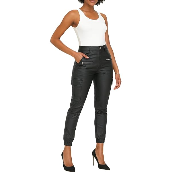 HIGH WAIST Wet Faux Leather Look Matt Leggings Jeggings - Foto 10