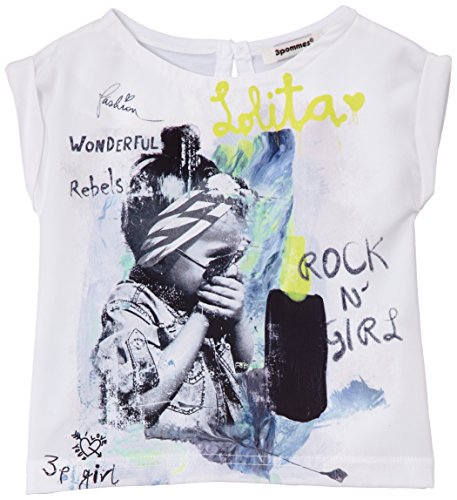 3 Pommes Baby Girls 0-24m Tee Shirt 3F10032 Plain T-Shirt, White, 3-6 Months (Manufacturer Size: 6 Months)