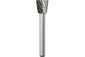 ASIEG TOOL SN-4 Tungsten Carbide Burr Rotary File Inverted Cone Shape Double Cut with 1/4''Shank for Die Grinder Drill Bit