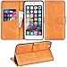 Produktbild Adicase iPhone 6 Plus Hülle Leder Wallet Tasche Flip Case Handyhülle Schutzhülle für Apple iPhone 6 Plus / 6S Plus 5,5 Zoll (Braun)