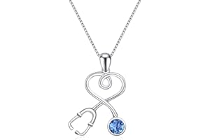 AOBOCO Collana Donna Argento 925 con Cristalli Ciondolo a Forma di Stetoscopio Gioielli Regali per Medico Infermiera Studenti di Medicina e per Lei Anniversario