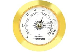 SLEGE Hygrometer als Ersatz für Humidor zigarren, ∅38mm Gold Rund legierung,Präzise Monitor Zigarren Humidor Hygrometer/Gitarrenkoffer/Gewächshaus