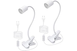 LQUNFYL 2PCS Lampe à Pince E27, 240CM Cable, 35CM Longueur 360°Flexible Col de Cygne, Douille E27 avec Pince, Lampe a Pince pour Lit, Spot avec Pince, Lampes de Lecture, Lampes-Clips pour Plante