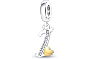 HAPPYSTAR A-Z alfabet charms srebro próby 925, koralik charms dla kobiet, z europejskimi bransoletkami i łańcuszkiem na szyję