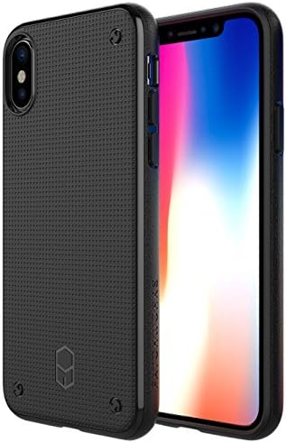 Patchworks iPhone X Case, [Flexguard Series] One Piece Soft Flexible TPU Anti-Slip Side Grip with Added Corner Impact Protection Cushion [Wireless Charging] Case for iPhone X/10 (2017) - Black