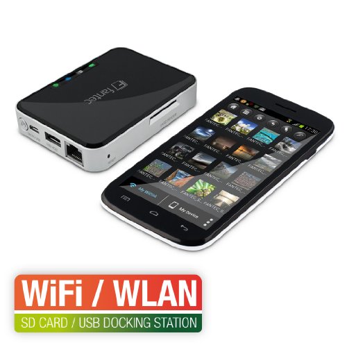 FANTEC MWiD25-DS Mobile WLAN Docking Station (RJ45 und USB 2.0 Host Anschluss, SD Karten Slot, interner Akku, mobiler Akku, Kopierfunktion, Multi-Plattform für Android, iOS, Windows, Mac OS, Linux) schwarz - 2