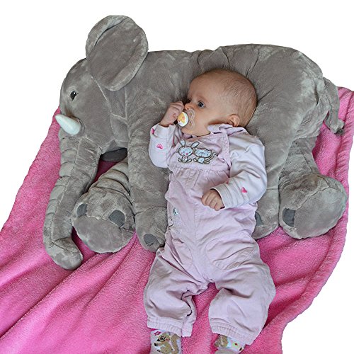 TE-Trend Elefant Kuscheltier zum Einschlafen Baby Kleinkind Plüschelefant aus flauschigem Plüsch 68 cm grau lila blau rosa - 3