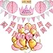 Produktbild Geburtstagsdeko,Geburtstag Dekoration Wabenbälle Große Geperlte Ballons,Party Dekoration Set 30pcs Rosa Weiß Golden Mädchen Hochwertige Große Geperlte Ballons + 6pcs Papierwabenkugeln, 1pcs Happy Birthday Banner + 1 LED Geburtstag Hut + 1 Dreieckige Wimpel