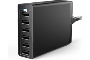 Anker Chargeur USB Secteur USB PowerPort 6 Ports 60 W - Chargeur Mural avec Technologie PowerIQ, Adaptateur de Voyage pour Smartphones et tablettes : iPhone, iPad, Samsung et Autres