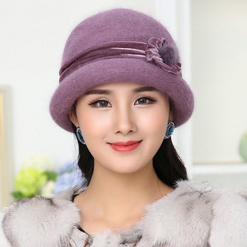 Wenxin0815 Cap Old Hat For Old Men In Autumn And Winter,A Whole (Hat Scarf),Lavender