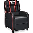 COSTWAY Gaming Chair, Adjustable Racing Style Gaming Recliner Armchair with Footrest, Headrest and Lumbar Support, Ergonomic PU Leather Office Lounge Sofa Home Theater Seating (Black+Red)