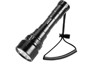 6000lm Dive Torch, APLOS AP60 6000 Lumen Scuba Dive Light, IPX8 Waterproof Underwater 150m 492ft Professional Submersible Light with 2 x Rechargeable Batteries and Charger