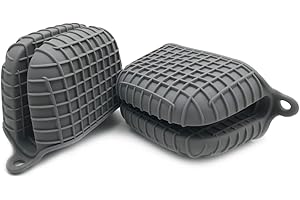 ATWG Mini Oven Gloves Thicken Silicone Pot Holder Mini Oven Mitt Heat Resistant Pinch Covers for Baking, Cooking, Bbq Grilling (Grey)