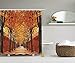 Produktbild BBFhome Duschvorhang 168 x 180 cm Natur Decor Collection Fall Straße in Park Herbstlaub Entfernung Perspektive Laub Wald Digital Print Polyester Stoff Badezimmer Rot Braun Orange Bunt