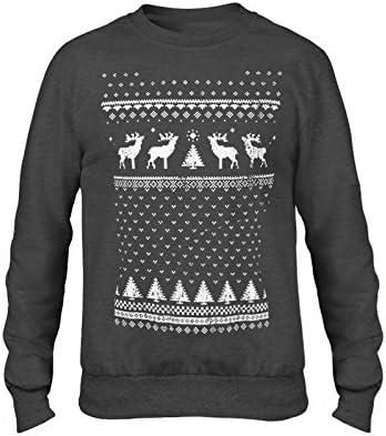Mens Christmas Reindeer Sweatshirt-Lightweight Alternative to a Christmas Jumper - Dark Heather
