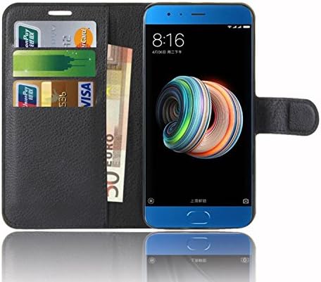 Xiaomi Mi Note 3 Case , Anzhao Premium PU Leather Wallet Flip Cover Case With KickStand and Card Slots for Xiaomi Mi Note 3 (Black)