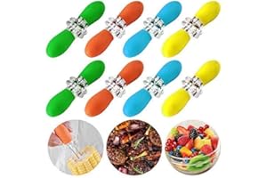 Rainmae 16PCS Corn Holders,Corn Cob Skewers Stainless Steel Corn Eaters Corn On The Cob Fork Skewers with Silicone Handle