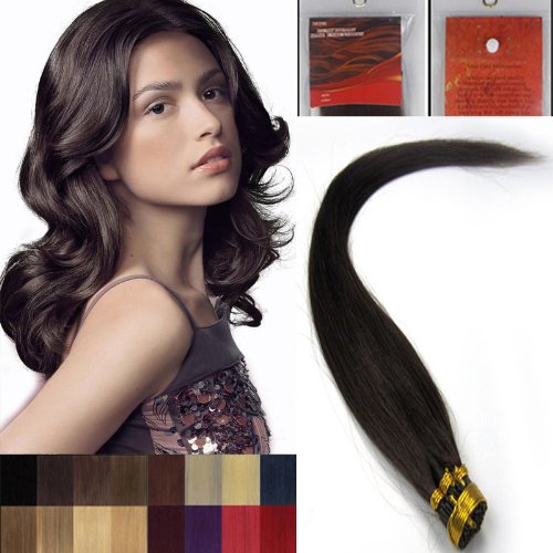 16''18''20''22''24'' Straight Keratin I Stick Tip Human Hair Extensions 100Strand 5 Length 8 colors for choose (22'' 0.5g/s, #02 DARK BROWN)