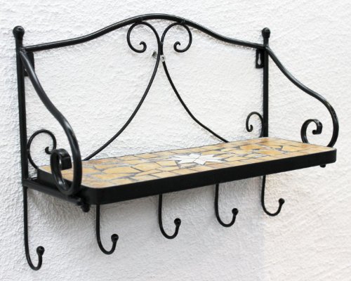 DanDiBo Wandregal Merano Mosaik 050550 aus Metall 41 cm Handtuchhalter Badregal mit Haken - 5