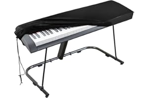 KAIFIRE Cubierta para el teclado de piano, cubierta protectora tramo de terciopelo con cordón elástico ajustable para 76 teclas del teclado, piano digital, Yamaha, Casio, Roland. Con una cerradura(Negro)