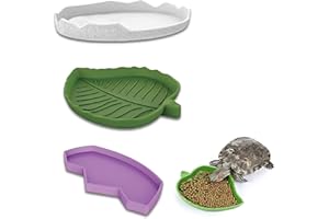 SULIUDAJI 3 Stück Blatt Reptilien Futter Wasser Schüssel Reptilien Schildkröte Futternapf Flach Trinkschale Wasserschale Fußabdruck Reptilien Wasserschale Für Schlange Schildkröte Gecko