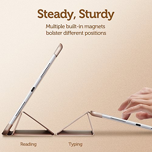 iPad Pro 9.7 Hülle, ESR® [Rubberized / Gummiert] PU Ledertasche Auto Aufwachen / Schlaf Funktion Schutzhülle mit Gummi-Spray für iPad Pro 9.7 (Gold) - 5