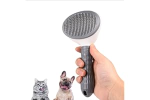 Cepillo quita pelos mascota para Gatos, Perros y Conejos de pelo largo y corto YMISAL, Limpieza en un Click. (Gris)