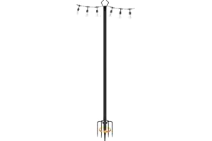 ADTSADDTO Crochet de berger - 2,74 m de long - 5 dents - Barre de support extérieure pour suspendre - Guirlande lumineuse - Arc de berger - Crochet pour décoration de mariage et de fête