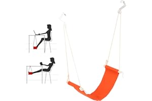 BRRNOO Hamak do Stóp Pod Podnóżkiem Biurka, Regulowany Podnóżek Biurowy, Hamak do Stóp Oddychający Regulowany Przenośny Pod Biurkiem Podnóżek Huśtawka do Biura Domowego(Pomarańczowy)