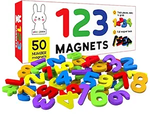 PLAY POCO 123 Magnetic Numbers - Count 1 To 30 - Ideal For Number Sequencing & Learning - Child Safe Foam Alphabets With Full Magnet Back, Red, 26x10x4cm