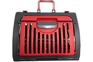 PET GURU Large Pet Carrier For Cat Dog Rabbit Plastic Handle Box Crate Portable Carry Travel Cage (Red)