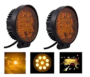 A2D Round Car Auxiliary LED AUX Fog Light Set of 2-9 LED Yellow.