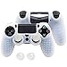 Produktbild Jiamins 3-in-1 Anti-Rutsch-Silikon-Hülle Case + 2 Thumbsticks Griffe für Sony DualShock 4 PS4 Pro Slim Controller (Weiß)
