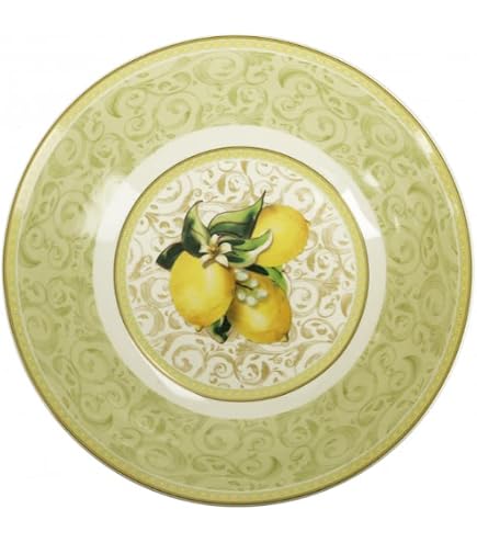 BRANDANI Vassoio Rettangolare Limoni In Porcellana - 33x24,5 Cm, Decoro Mediterraneo, Adatto A Microonde E Lavastoviglie