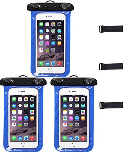 3 Pack Waterproof Case, MULKIIY Water Proof Phone Pouch with Armband & Lanyard, Dirtproof Snowproof Beach Cell Phone Dry Bag Work with iPhone 6/6S, Samsung Galaxy S6/S6 Edge