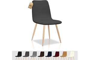 FIGOOO Coprisedie Elasticizzati con Schienale 6 Pezzi Fodere per Sedia Scandinavo Coprisedia con Schienale Rotondo Coprisedia Universale Coprisedia da Cucina per Sala da Pranzo,Grigio Scuro