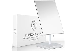 MIRRORVANA Prostokątne lusterko na stojaku do sypialni i łazienki, lusterko do układania toaletki, lusterko do makijażu stołowego, 25 x 18 cm (srebrne)