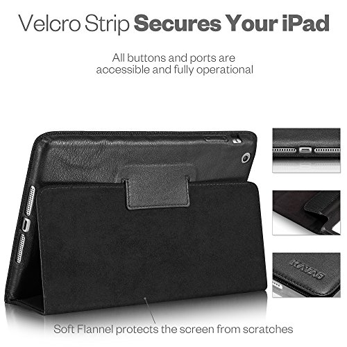 KAVAJ iPad mini Hülle Echtleder Case „Berlin“ für das Apple iPad mini Schwarz aus echtem Leder mit Stand und Auto Schlaf/Aufwachenen Funktion. Dünnes Smart-Cover Schutzhülle Tasche für die iPad mini Generation - 5