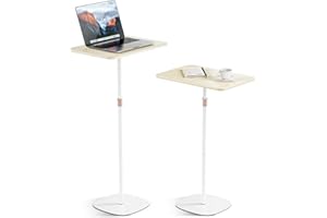 POLESTO Tragbarer Laptop-Ständer, höhenverstellbarer Beistelltisch für Sofa/Nachtschrank, eleganter Holz-Rednerpult-Ständer, mobiles Podium für Zuhause, Büro und Schule, Weiß