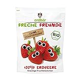 erdbär Freche Freunde Fruchtchips „100% Erdbeere“, 12er Pack (12 x 12 g)