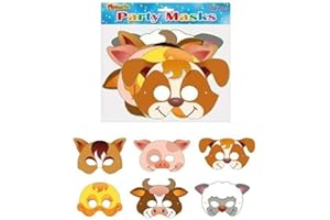 Playwrite Pack of 12 Farm Animal Cardboard Masks