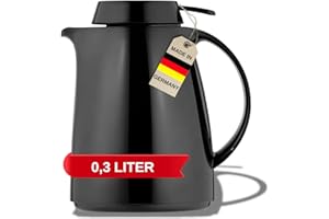 Helios Servitherm Thermoskanne Schwarz 0,3L – 6h Heiß - Hält Getränke heiß & kalt - – Einhandbedienung - Robustes Design für Kaffee & Tee
