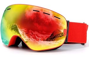 YOZISS Ski Goggles for Kids Youth with Detachable Frameless Magnetic Lens, Anti-glare Skiing Goggles for Sunny/Cloudy, Anti-UV/OTG/Helmet Compatible, Snow Goggles for Skiing, Snowboarding & Skating