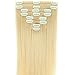 Deluxe Double Weft 8 Pieces Full Head Remy Human Hair Clip in Extensions Long Straight Silky Soft(16"-130g,#613 Bleach Blonde)