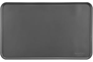 Amazon Basics Mata na karmę dla zwierząt, silikonowa, wodoodporna, 47 x 29 cm, szara, jednolita