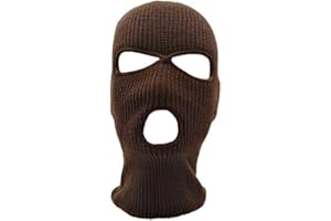 HIDRUO Blue Ski Mask, 3-Hole Full Face Mask Cover, Winter Balaclava Cap Knitted Face Cover for Outdoor Sports