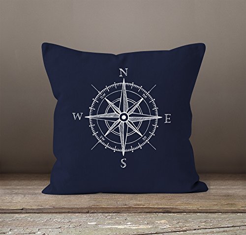 Kissenbezug Wind-Rose Kompass Kissen-Hülle Deko-Kissen 40×40 Baumwolle MoonWorks® navy Pullover - 2
